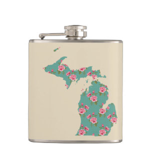Vintage-Rosen Michigan State Silhouette Flachmann