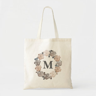 Vintage-Rosen-Monogramm-Leinen-Tasche Tragetasche