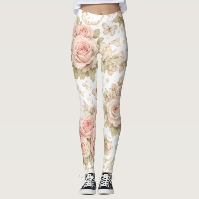 Vintage-Rosen-Muster-Leggings Leggings (Vorderseite)