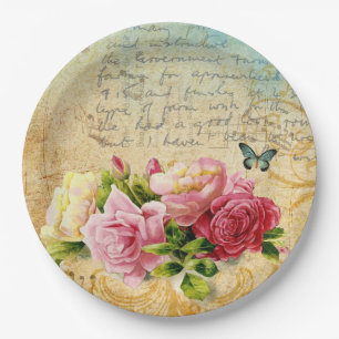 Vintage-Rosen Pappteller
