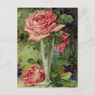 Vintage Rosen Postkarte