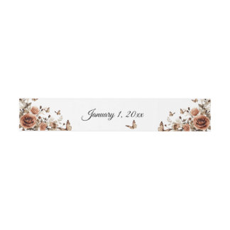Vintage-Rosen & Schmetterlinge Hochzeit Einladungsbanderole