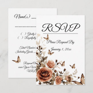 Vintage-Rosen & Schmetterlinge Hochzeit  RSVP Karte