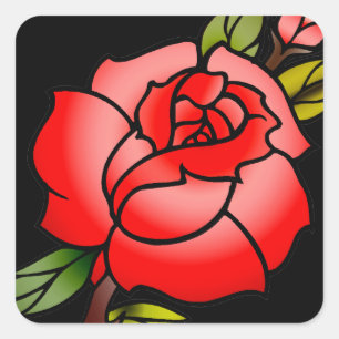 Vintage-Rosen-Tattoo Quadratischer Aufkleber