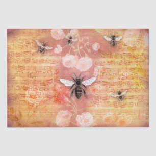 Vintage Rosen- und Bienenmusik Dekoupage Seidenpapier