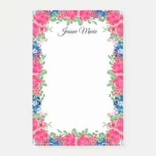 Vintage Rosen und Blumen Personalisiert Post-it Klebezettel