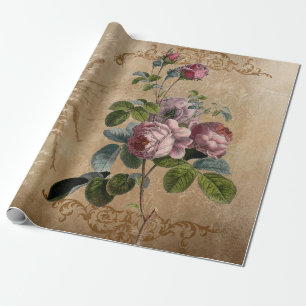 Vintage. Rosen und Schrift. Geschenkpapier