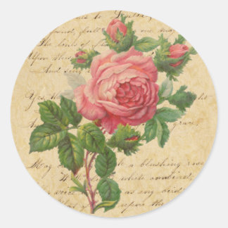 Vintage-Rosen- und Schrift-Sticker/Briefumschlag-S Runder Aufkleber