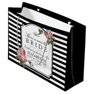 Vintage Rosen und Streifen-Brautparty Große Geschenktüte
