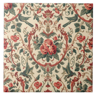 Vintage-Rosen- und Vogel-Muster Romantische Art No Fliese