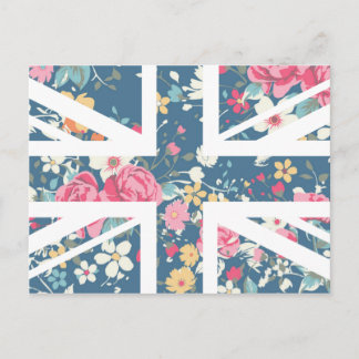 Vintage-Rosen-Union-Jack-Britische (UK) Flagge Postkarte