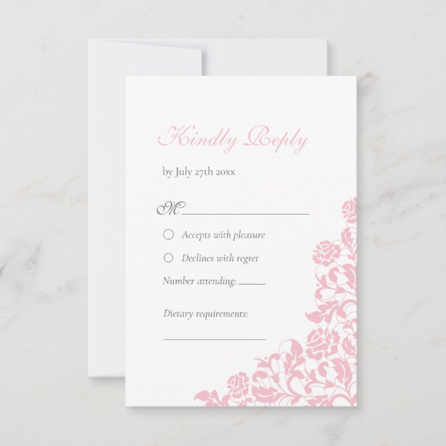 Vintage Rosenblütenhochzeit RSVP Karte (Vorderseite)