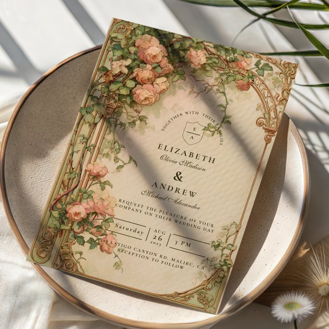 Vintage Rosenbogen-Hochzeit Einladung (Von Creator hochgeladen)