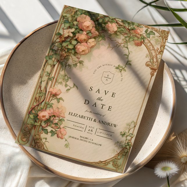 Vintage Rosenbogen-Hochzeit Save The Date (Von Creator hochgeladen)