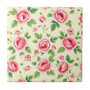 Vintage-Rosenbouquet in Pastellfarben, floraler Ch Fliese
