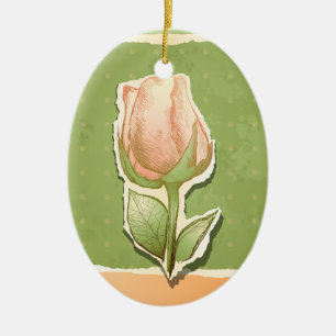 Vintage Rosenbude in Grün, Zierarbeit Keramikornament
