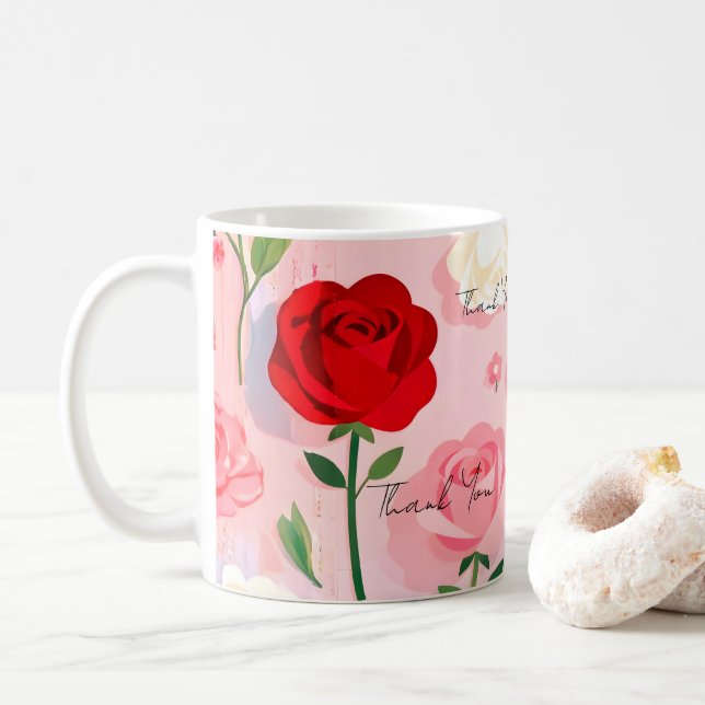 Vintage-Rosengarten - Geschenkpapier Kaffeetasse (Mit Donut)