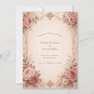 Vintage-Rosengarten-Hochzeit Eleganz Einladung