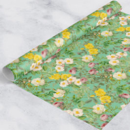 Vintage-Rosengarten-Verpackungspapier in Mintgrün Geschenkpapier