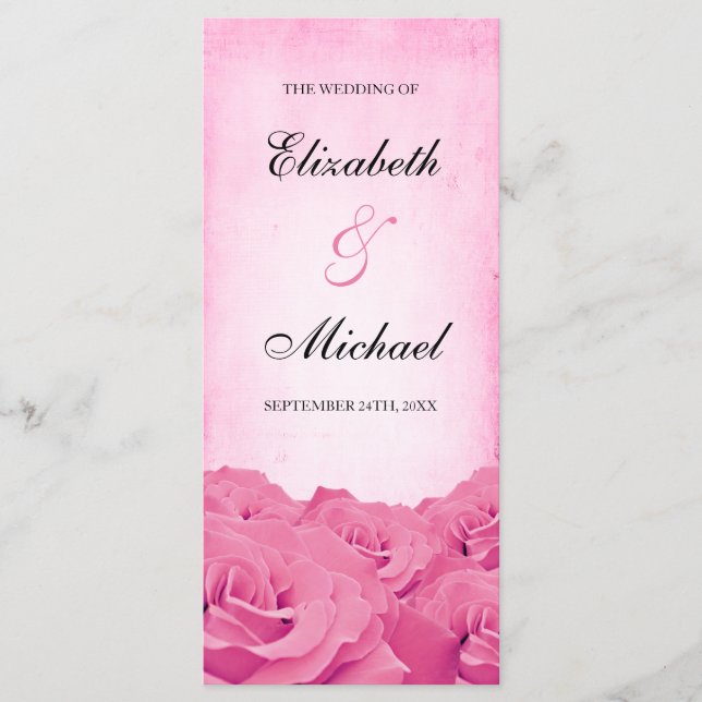 Vintage Rosenhochzeit Programm (Vorderseite)