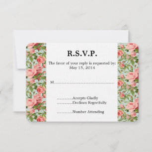 Vintage Rosenhochzeit RSVP Karte
