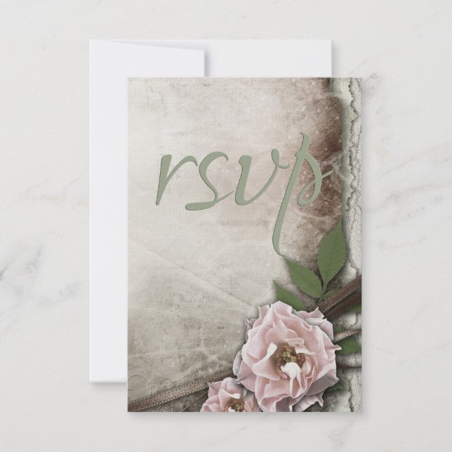 Vintage Rosenhochzeitensammlung UAWG RSVP Karte (Vorderseite)