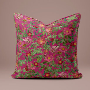 Vintage-Rosenkissen in kräftigem Fuchsia Kissen