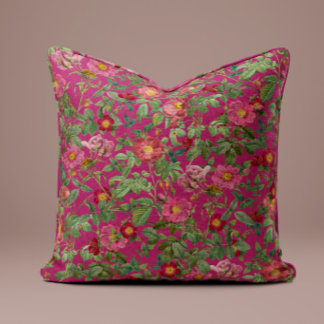 Vintage-Rosenkissen in kräftigem Fuchsia Kissen
