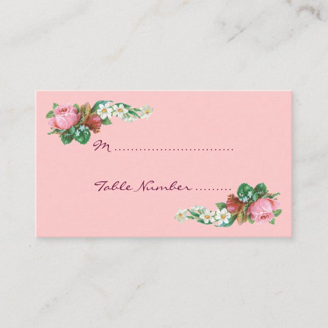 Vintage Rosenknospe- und DAC-benutzerdefinierte Ti Platzkarte (Vorderseite)