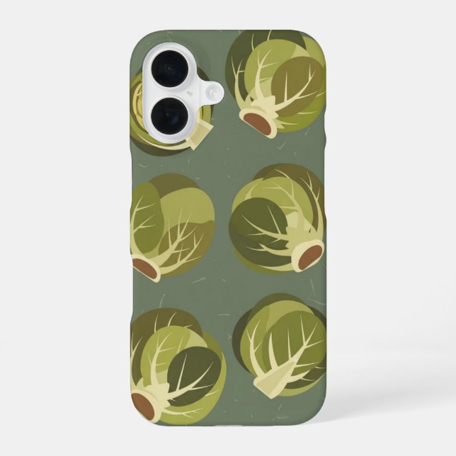 Vintage-Rosenkohl-Muster iPhone 16 Hülle (Rückseite)