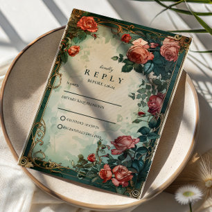 Vintage-Rosenrahmen Botanische Hochzeit RSVP Karte