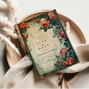 Vintage-Rosenrahmen Botanische Hochzeit Save The Date