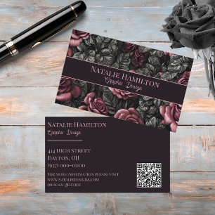 Vintage Roses in Black and Mauve  Visitenkarte