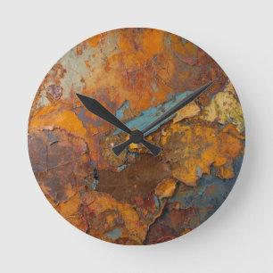 Vintage-rostige Stahl-Patina-Industrie-Textur Runde Wanduhr