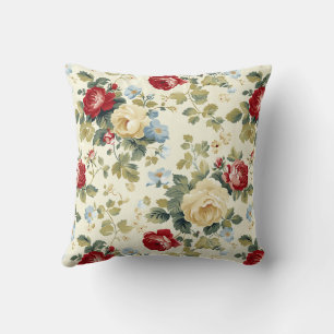 Vintage Rot & Beige Elegante Rose Kissen