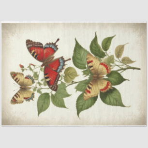 Vintage Rot-Gelb-Schmetterlinge Dekoupage Seidenpapier