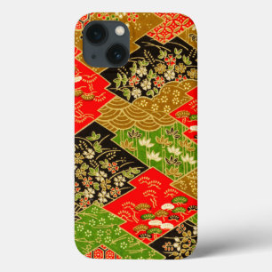 Vintage Rot Gold Grün Japanischer Kimono Floral Case-Mate iPhone Hülle