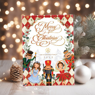 Vintage Rot Gold Nussknacker Frohe Weihnachten