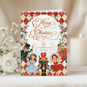 Vintage Rot Gold Nussknacker Frohe Weihnachten