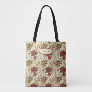 Vintage Rot & Goldene Weihnachtsstern-Blumen Custo