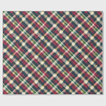 Vintage Rot Grün Navy Karo Tartan Weihnachten