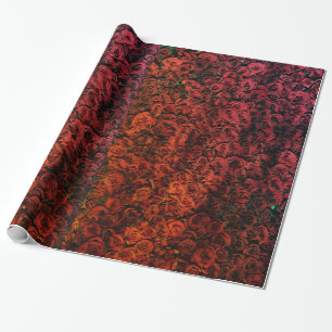 Vintage-Rot-Rosen-Blumen-Geschenkpapier Geschenkpapier