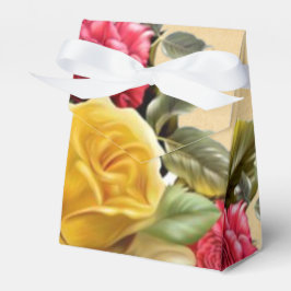 Vintage Rot- und Gelbrosen Geschenkschachtel