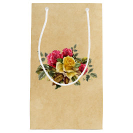 Vintage Rot- und Gelbrosen Kleine Geschenktüte
