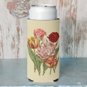 Vintage Rot- und Goldtulpen auf Creme Selters Dosenkühler