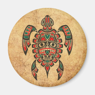 Vintage Rot- und Grünhaida-Geisenkurve Magnet