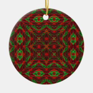 Vintage Rot- und Grünschmuck Keramik Ornament