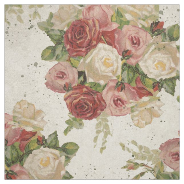 Vintage Rot- und Rosenrosen Stoff (Muster)