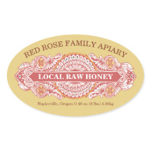 Vintage Rot- und Rosette-Honey-Aufkleber