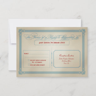 Vintage Rot Weiß & Blau DIY Hochzeits-RSVP RSVP Karte
